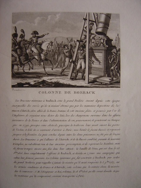 Napoleon Bonaparte engraving dismantles column by ROSBACK Rossbach