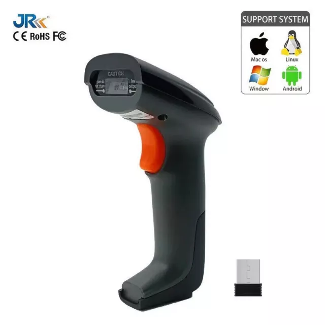 JR Wireless 1D Barcode Scanner Handheld CCD Barcode Reader Supports Screen Scan