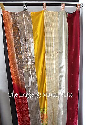 Indian Old Sari Multi-color Curtain Door Drape Window Decor Silk Saree Curtain