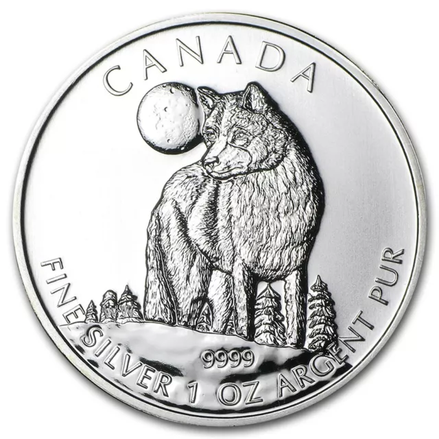 (1) 2011 Canada $5 Dollar 1oz .9999 Silver BU * WOLF * Wildlife Series Coin