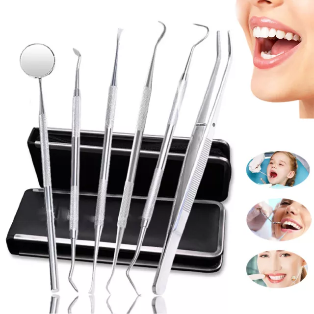 6 Pcs Dental Tooth Pick Probe Set Kit Teeth Clean Hygiene Tools Stainless Steels