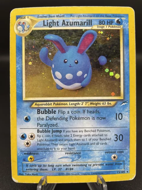 Pokemon TCG - Light Azumarill 13/105 Neo Destiny Holo Rare - Damaged
