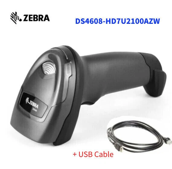 ZEBRA DS4608-HD7U2100AZW USB Kit Handheld 1D 2D Barcode Scanner Reader ...