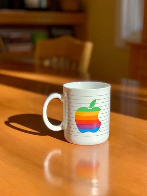 Vintage 80's Apple Rainbow Coffee Mug "The Most Personal Computer" Macintosh Mac