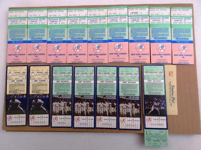 New York Yankees Baseball Ticket Stubs, 1986,1987 (lot of 20)