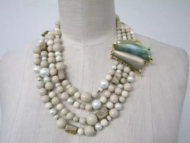 ALEXIS BITTAR 4-strand Cream Bead Dessert Jasmine Lucite Necklace