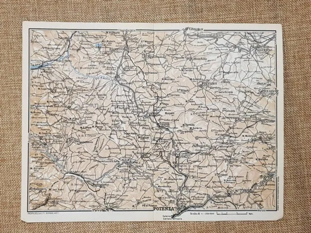 Carta geografica mappa 1937 Genzano di Lucania Potenza Rionero Basilicata T.C.I.