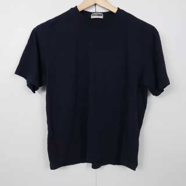 Vintage Giordano Mens T-Shirt Size M Navy Blue Crew Neck Short Sleeve Tee