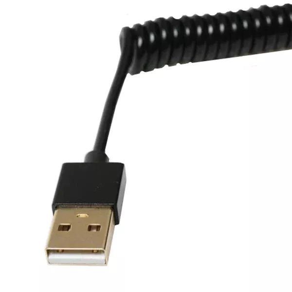 USB 2.0 A Stecker auf USB 3.1 Typ-C Stecker aufgerollt Feder Ladekabel Stecker 3