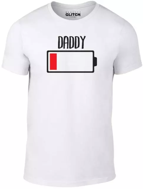 Daddy Battery Empty Mens T-Shirt Funny Tired No Sleep Newborn Baby Exhausted