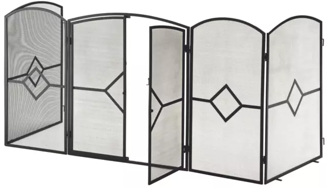 Large Heavy Duty Fire Guard Screen with Front Door & Child Safety Latch