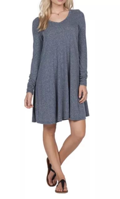 Volcom “Lived in Snow” Long-sleeved Dress Heathered Blue NWT Size S