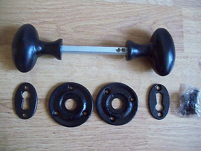 Oval rim KNOB Black Antique Cast Iron mortice Door Knobs Handles set