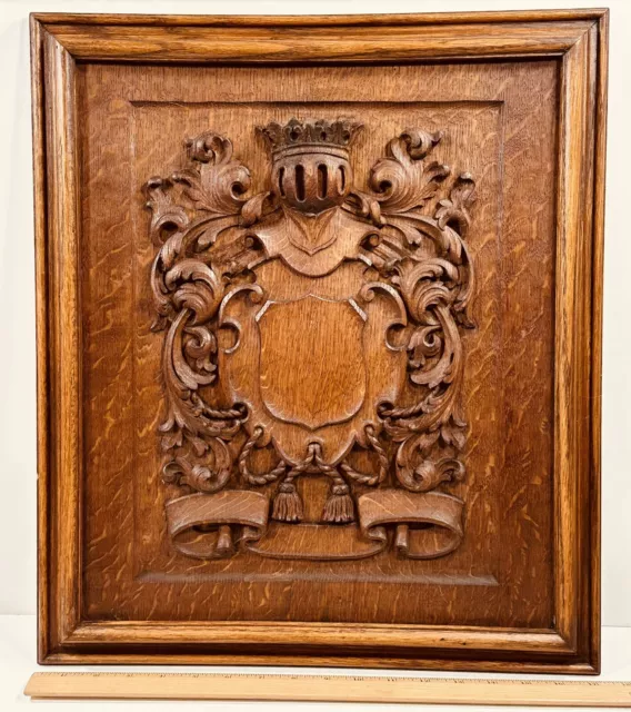 ANTIQUE CARVED WALL PANEL By Jungwirth Detroit MI c.1890 Roping-knight-Floral