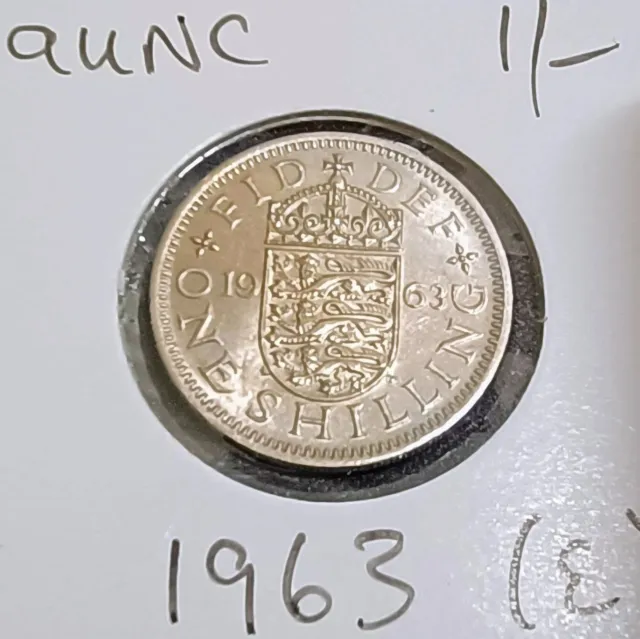 1963 E One Shilling QEII English CuNi 1/- aUNC Sp#4147