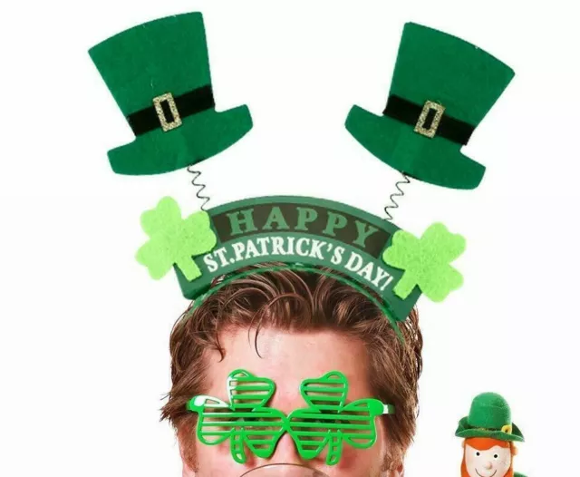 ST PATRICKS DAY HEAD BOPPER HEADBAND Irish Fancy Dress Costume Party Mini Hat UK 3