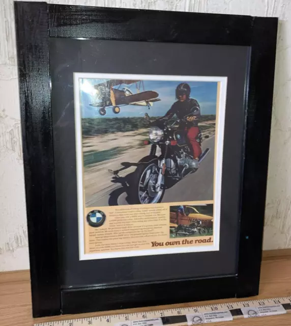 BMW Motorcycle Aviation Bi-Plane Airplane 16" x 13" Matted Framed Biker Print Ad