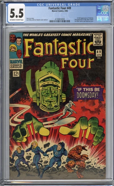 Fantastic Four #49 Marvel Comics 4/66 Cgc 5.5 White Pages Galactus