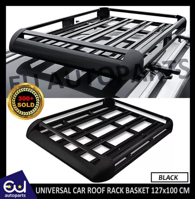 Universal Aluminium Roof Rack Basket Tray Luggage Cargo Carrier Black 127X100 Cm