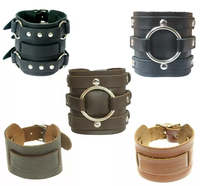 Leather Wrist Cuff - Wide Triple Strap Arm Cuff Gothic Accessories Bracelet