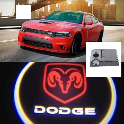 Led Sottoporta Sotto Porta Per Tutte Le Auto Con Logo Dodge No Fili A Batteria