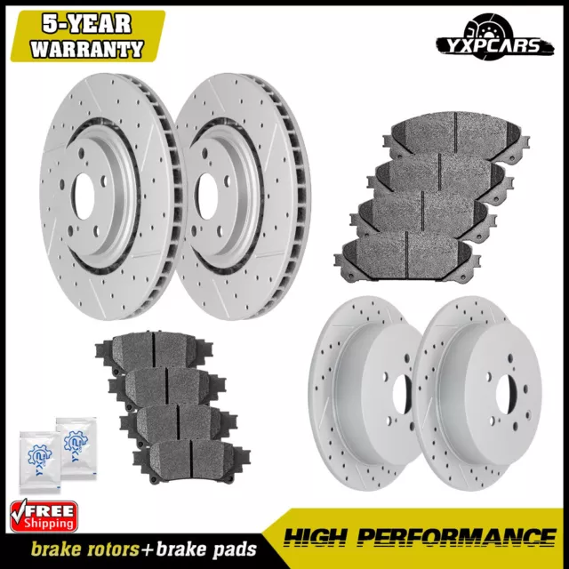 Front & Rear Rotors + Brake Pads for Toyota Sienna Highlander Lexus RX350 RX450h