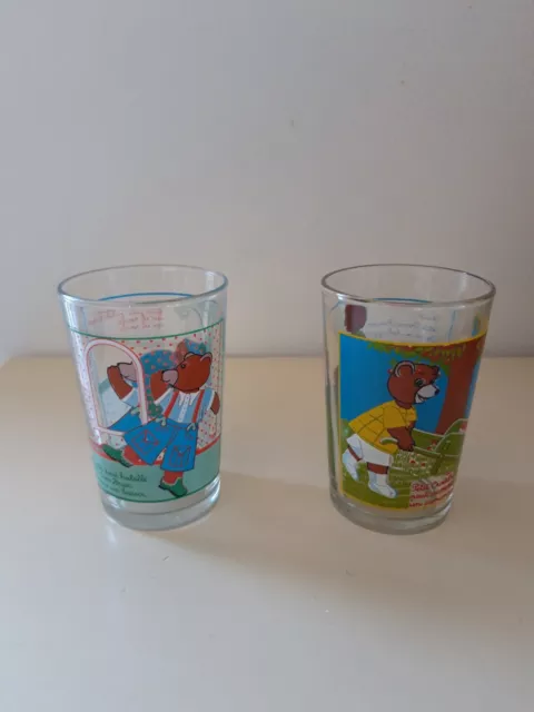 Lot deux verres Petit ours Brun Bayard 1988