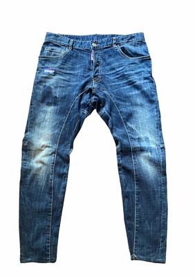 DSQUARED2 TIDY BIKER Destroyed Patch Logo Skinny Slim Jeans 50 IT ...