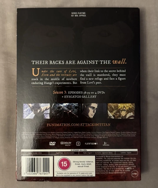ATTACK ON TITAN Complete Season 3 [DVD] £13.19 - PicClick UK