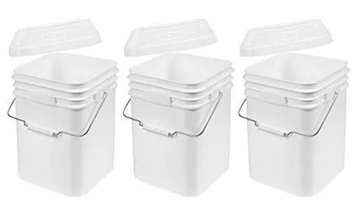Terra Products Co. White Pails and Lids - Heavy Duty Buckets for Storage - Ec...