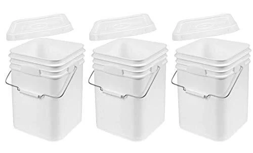 Terra Products Co. White Pails and Lids - Heavy Duty Buckets for Storage - Ec...