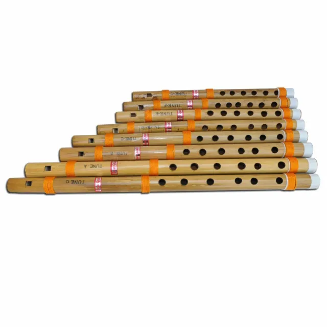 Wooden Musical Bamboo Flute Beautiful Bansuri Assorted/Mix Scale, Set Of 8 Pcs
