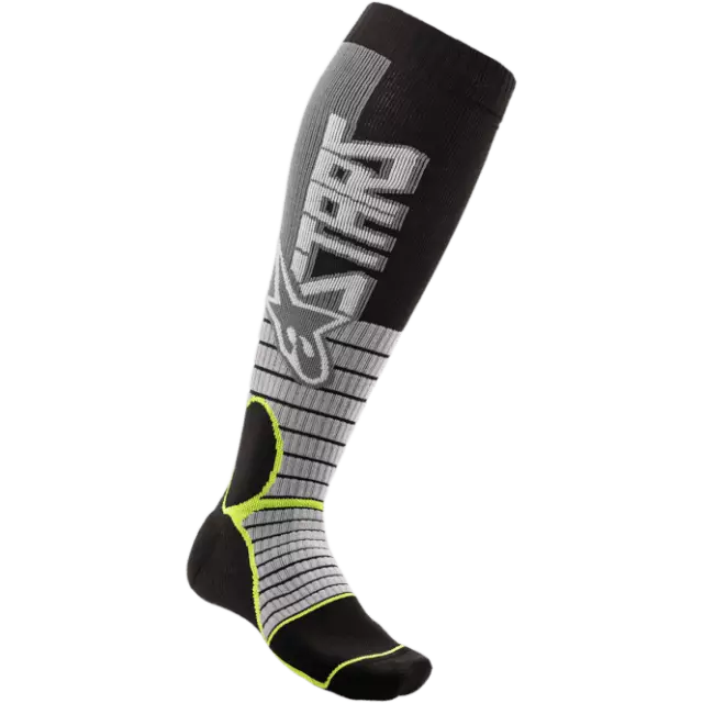 Alpinestars (Adult) MX Pro MX Motocross Socks (Grey/Fluo Yellow)