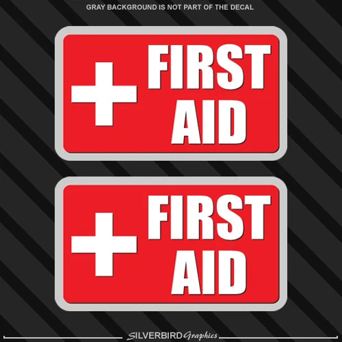 2X FIRST AID sticker vehicle emergency \ sticker decal safety kit vinyl