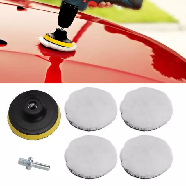 6pcs 3in Imitation Wool Polishing Pad Kit With 5/8in‑11 Drill Adapter Buffing
