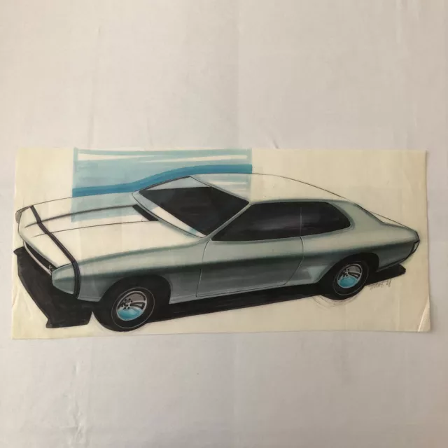 Styling Concept Car Illustration Art Drawing Sketch Vintage Original 1968