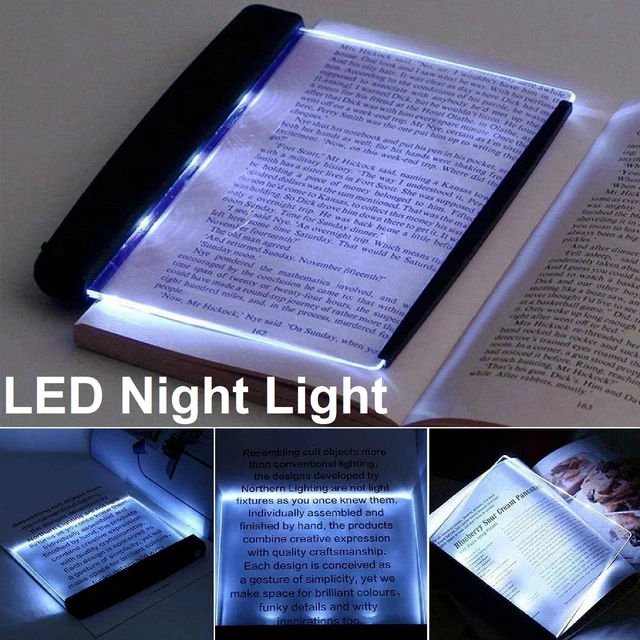 Creative LED Book Light Reading Night Flat Plate Panel Lamp Bedroom Portable AU