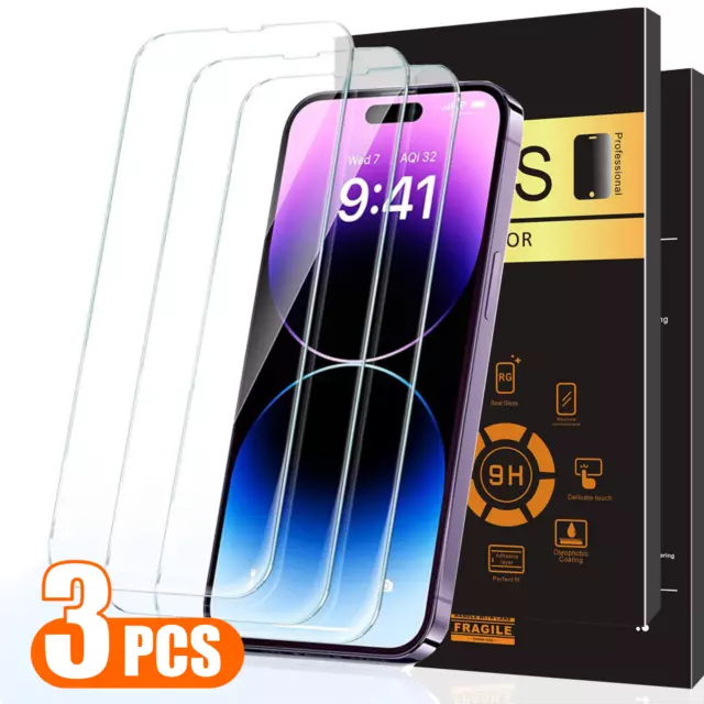 3X Tempered Glass Screen Protector For iPhone 15 14 13 12 11 Pro Max X XR 8 7 6