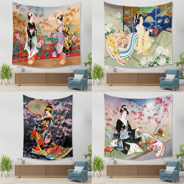Japanese Geisha Girl 3D Print Paint Bedroom Decor Art Tapestry Wall Hanging