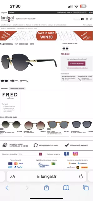 lunettes de soleil homme Fred
