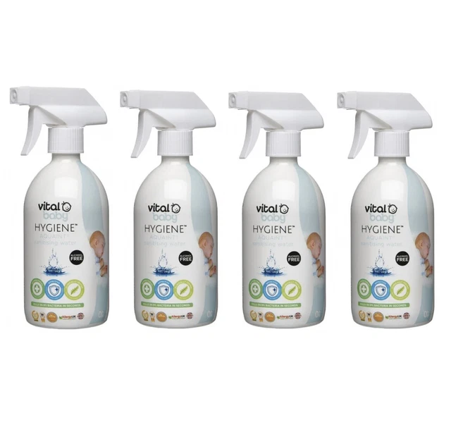 4x Vital Baby Higiene AQUAINT® El Agua Desinfectante Mata el 99,9% de los Gérmenes - Seguro para Bebé