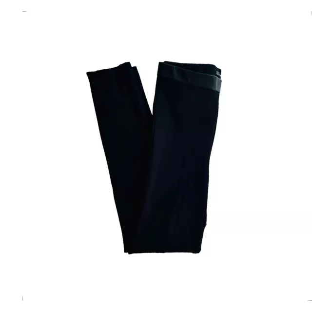 ZARA WOMEN'S PONTE Knit Pants Size XS Black Faux Leather Trim Zipper ...