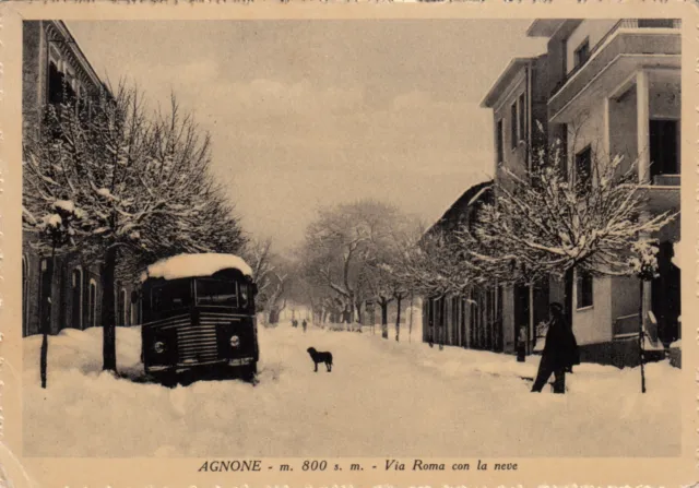 23-27577 - Agnone Isernia - Via Roma Con La Neve Viaggiata 1955