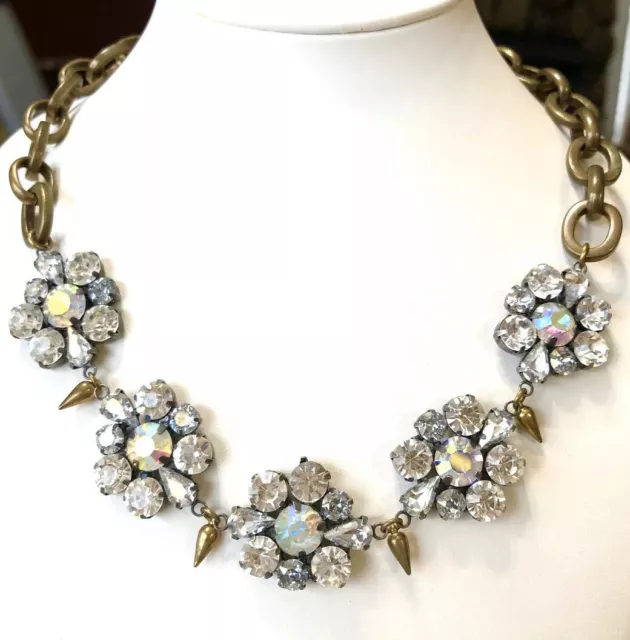 Lulu Frost Floral Borealis Rhinestone Chain Statement Necklace 20”