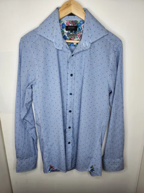 Oxford Mens Slim Fit Long Sleeve Shirt Casual Dress Blue 2 Ply Cotton Size Large