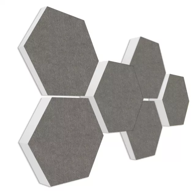 Basotect ® G+ Akustik 6 Absorber Elemente Honeycomb GRANITGRAU / 3D-Set #017