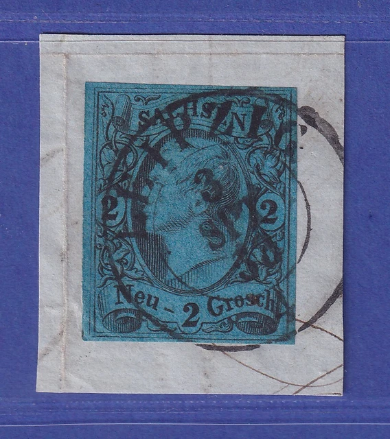 Sachsen König Johann I. 2 Ngr  Mi.-Nr.10 c  O auf Briefstück gepr. PRÖSCHOLD BPP