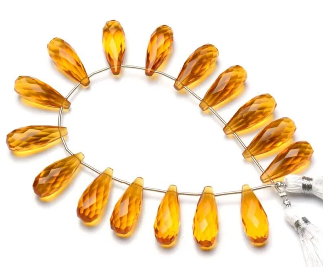 10 Ps Hydro Citrine Yellow Quartz Beads Faceted Tear Drop Briolette Beads 20x8MM