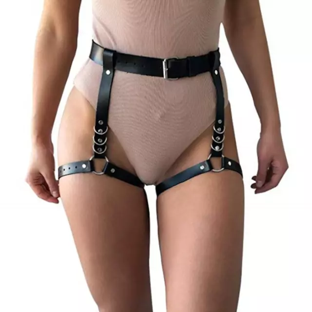 Women's PU Leather Body Harness Belt Adjustable Punk Waist Leg Garter Belt