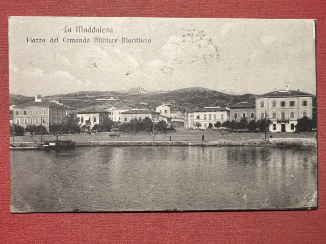 Cartolina - La Maddalena - Piazza del Comando Militare Marittimo - 1910